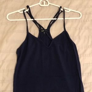 Navy strappy cross-front bodysuit
